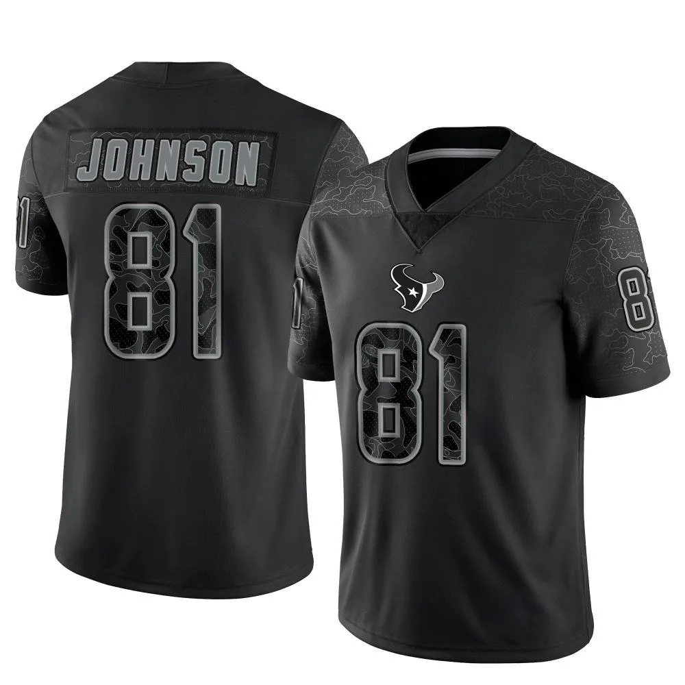 Men's Houston Texans Andre Johnson Nike Reflective Limited Black Jersey Men's Houston Texans Andre Johnson Nike Reflective Limited Black Jersey