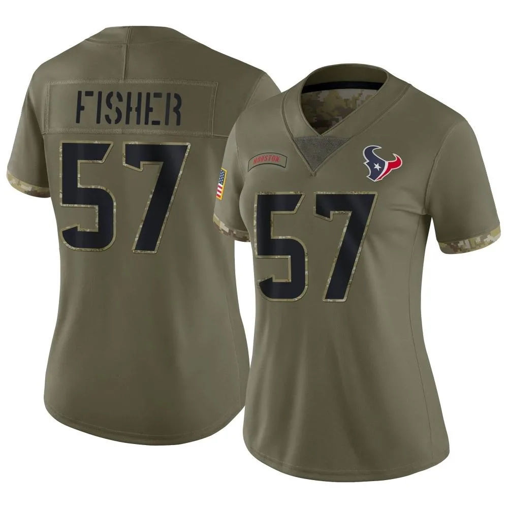 Women's Houston Texans Blake Fisher Nike 2022 Salute To Service Limited Olive Jersey Women's Houston Texans Blake Fisher Nike 2022 Salute To Service Limited Olive Jersey