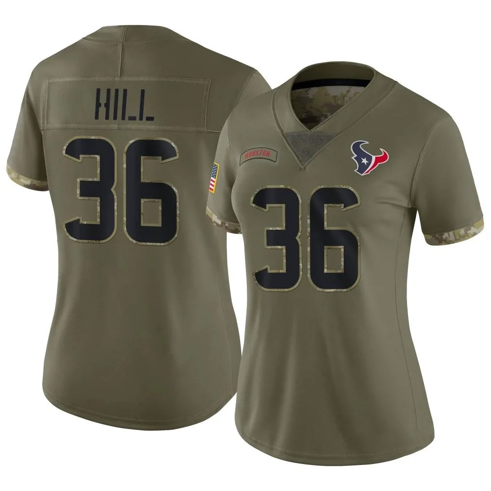 Women's Houston Texans Brandon Hill Nike 2022 Salute To Service Limited Olive Jersey Women's Houston Texans Brandon Hill Nike 2022 Salute To Service Limited Olive Jersey