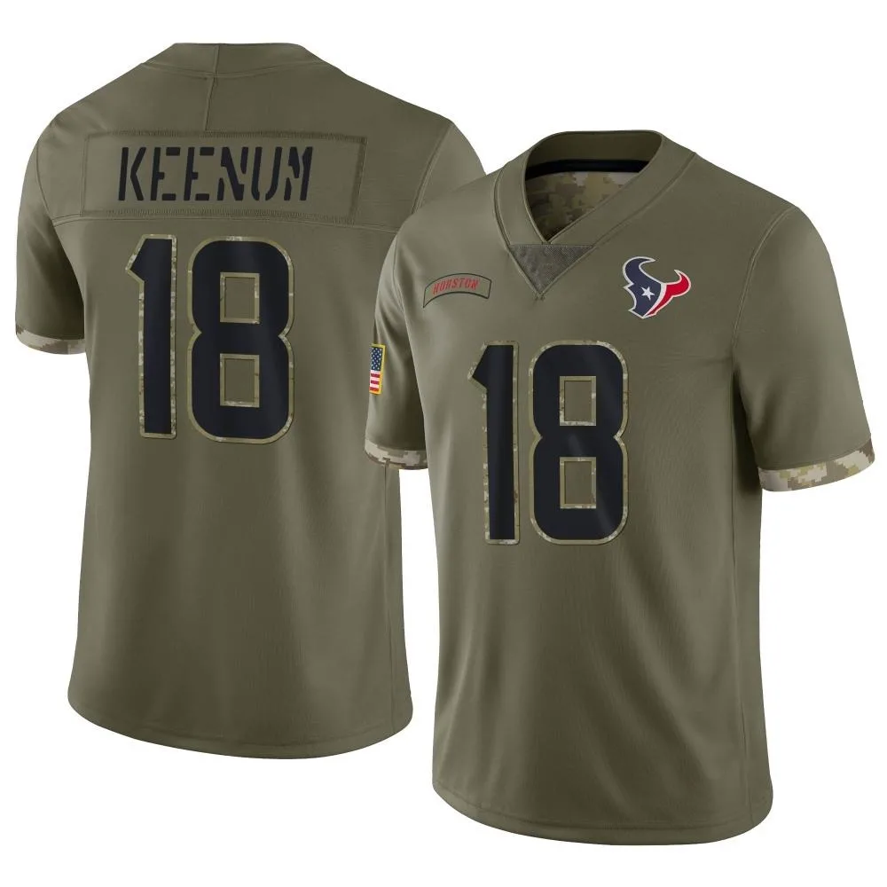 Men's Houston Texans Case Keenum Nike 2022 Salute To Service Limited Olive Jersey Men's Houston Texans Case Keenum Nike 2022 Salute To Service Limited Olive Jersey