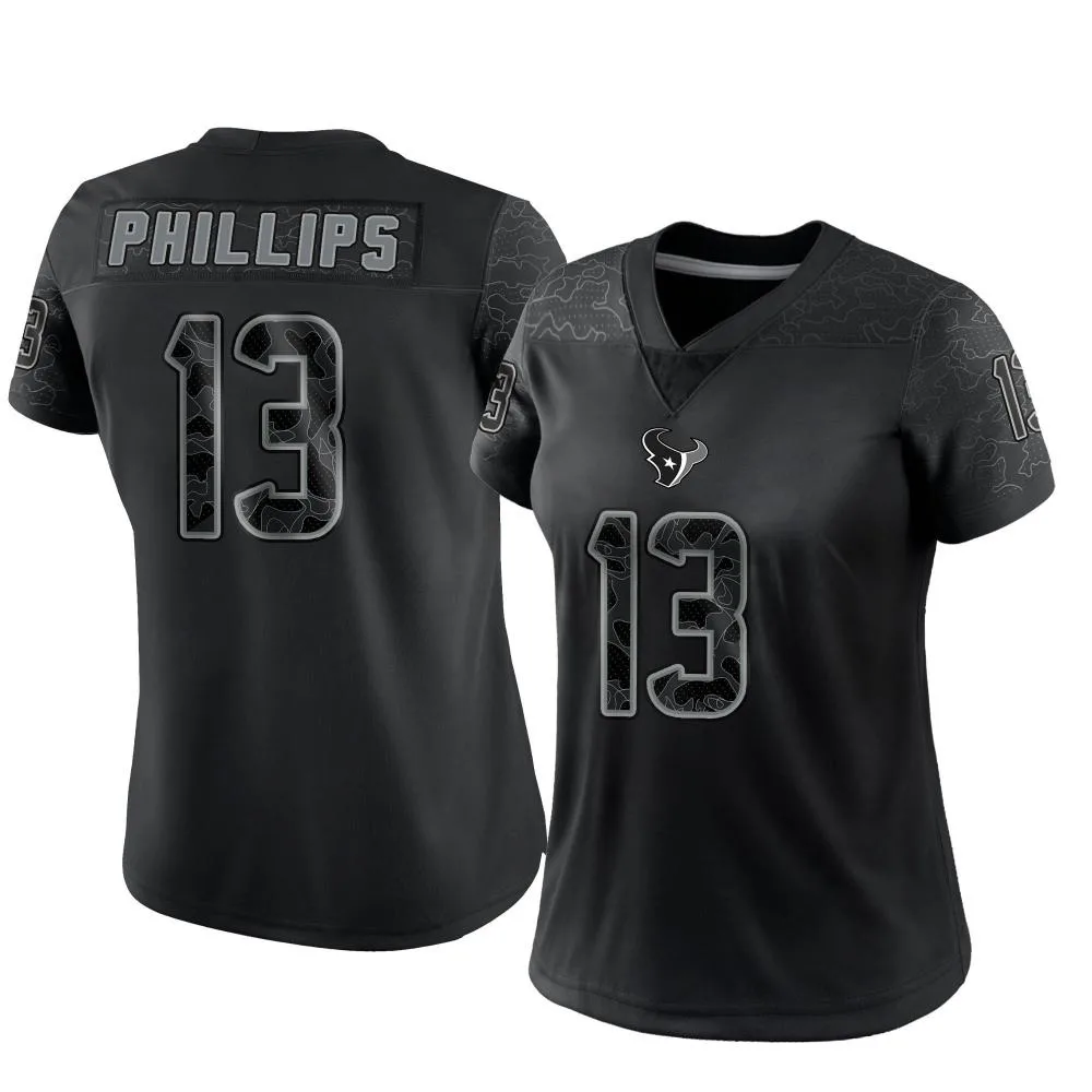 Women's Houston Texans Del'shawn Phillips Nike Reflective Limited Black Jersey Women's Houston Texans Del'shawn Phillips Nike Reflective Limited Black Jersey