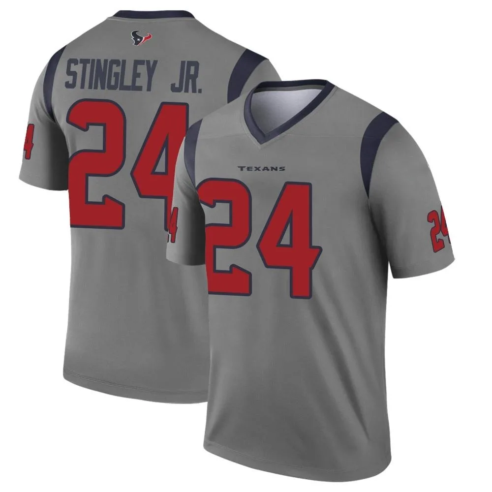 Youth Houston Texans Derek Stingley Jr. Nike Inverted Legend Gray Jersey Youth Houston Texans Derek Stingley Jr. Nike Inverted Legend Gray Jersey