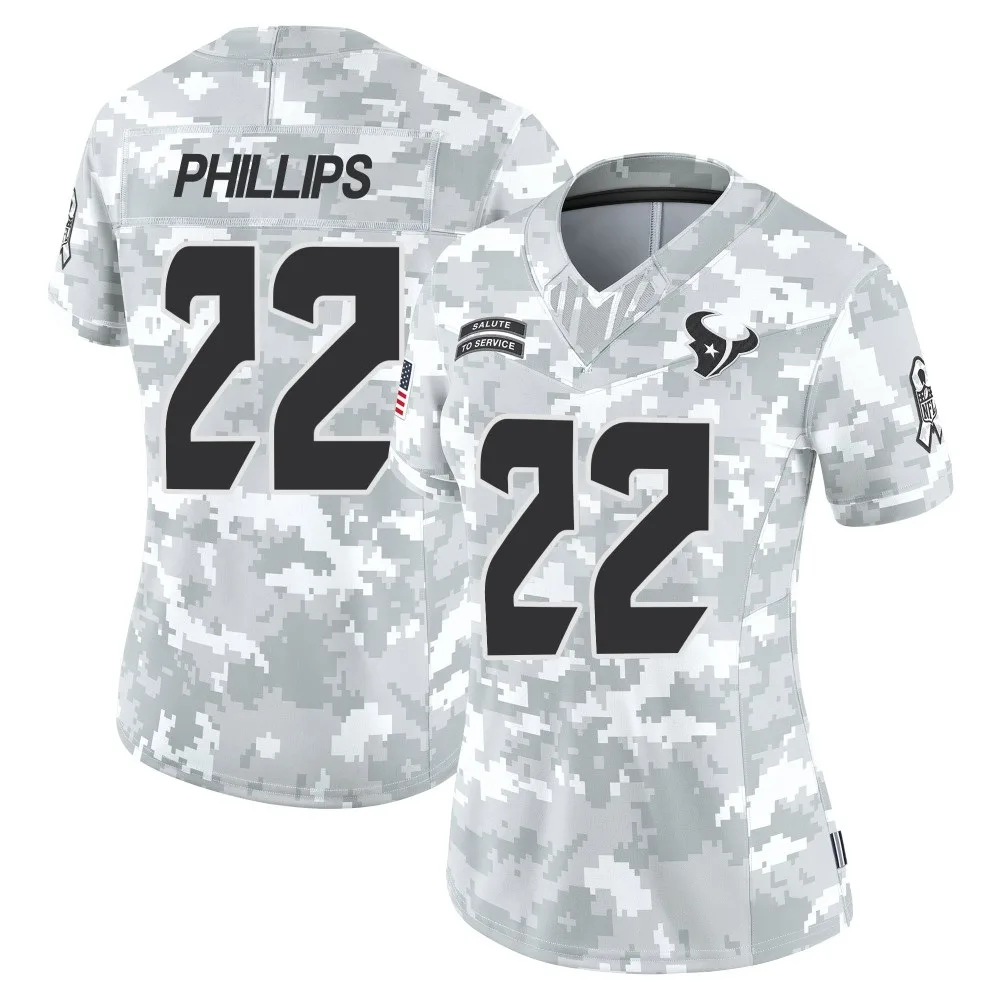 Women's Houston Texans Jacob Phillips Nike 2024 Salute to Service Limited Arctic Camo Jersey Women's Houston Texans Jacob Phillips Nike 2024 Salute to Service Limited Arctic Camo Jersey