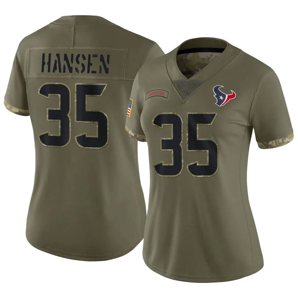Women's Houston Texans Jake Hansen Nike 2022 Salute To Service Limited Olive Jersey Women's Houston Texans Jake Hansen Nike 2022 Salute To Service Limited Olive Jersey