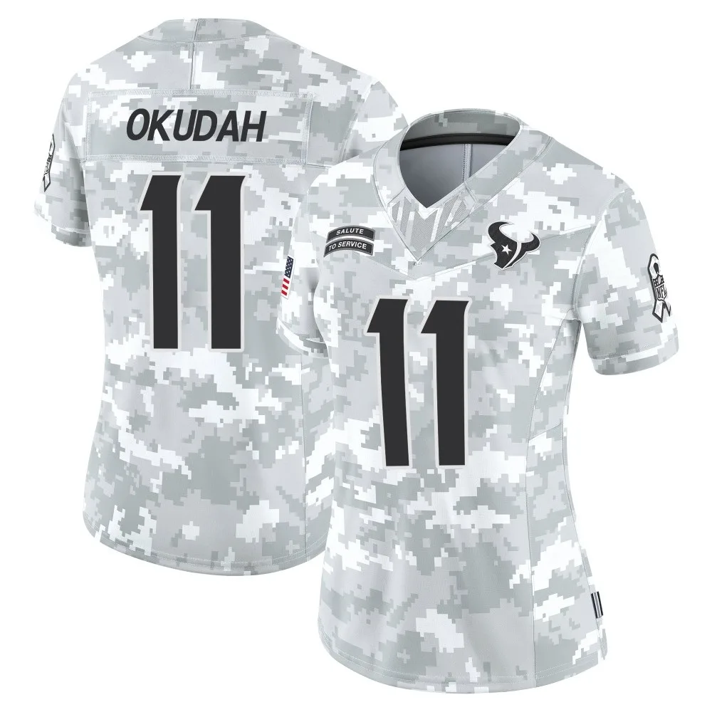 Women's Houston Texans Jeff Okudah Nike 2024 Salute to Service Limited Arctic Camo Jersey Women's Houston Texans Jeff Okudah Nike 2024 Salute to Service Limited Arctic Camo Jersey