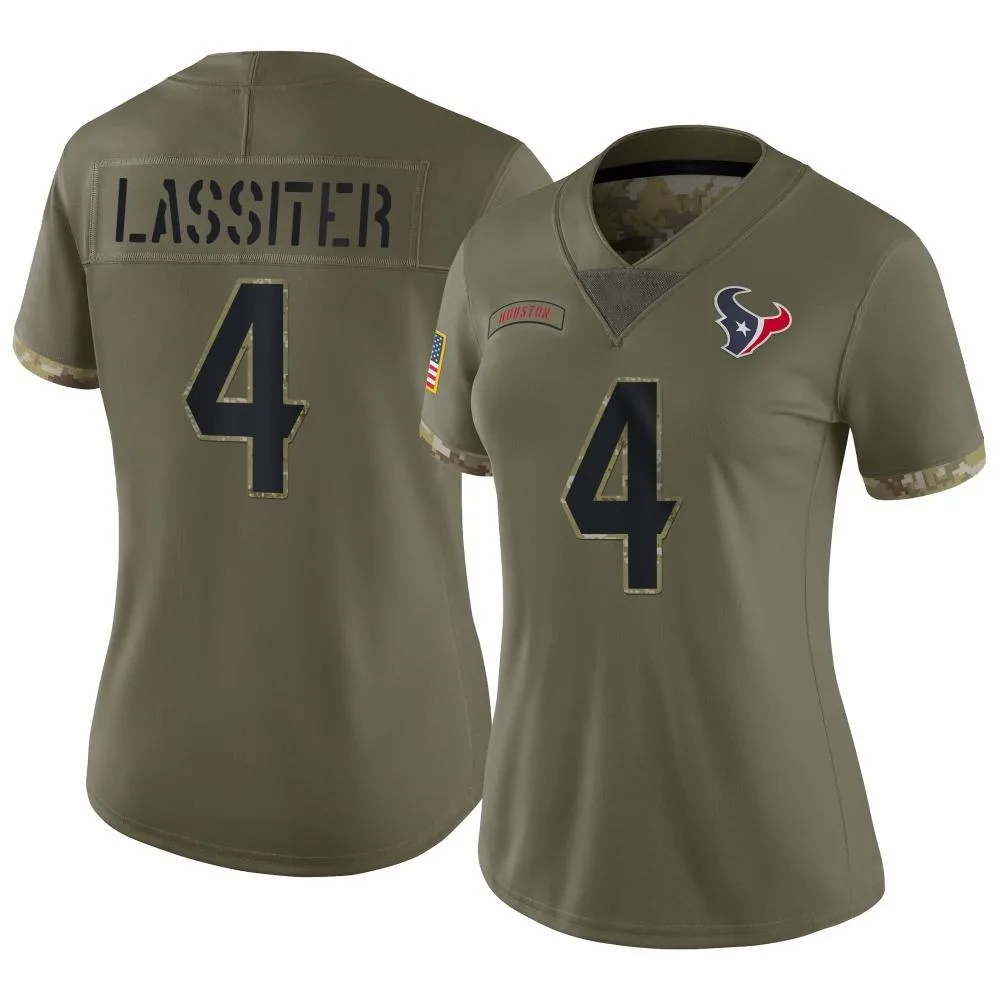 Women's Houston Texans Kamari Lassiter Nike 2022 Salute To Service Limited Olive Jersey Women's Houston Texans Kamari Lassiter Nike 2022 Salute To Service Limited Olive Jersey