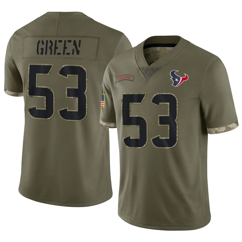 Youth Houston Texans Kendrick Green Nike 2022 Salute To Service Limited Olive Jersey Youth Houston Texans Kendrick Green Nike 2022 Salute To Service Limited Olive Jersey