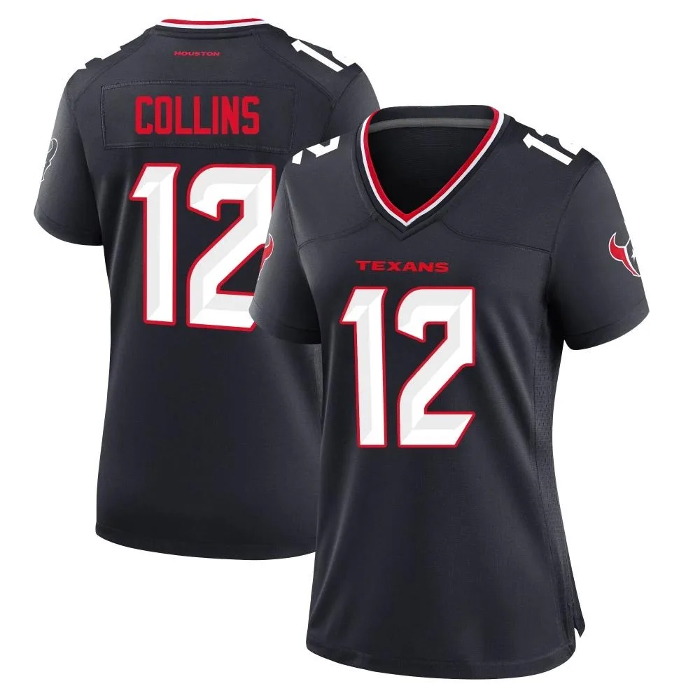 Women's Houston Texans Nico Collins Nike Team Game Navy Jersey Women's Houston Texans Nico Collins Nike Team Game Navy Jersey
