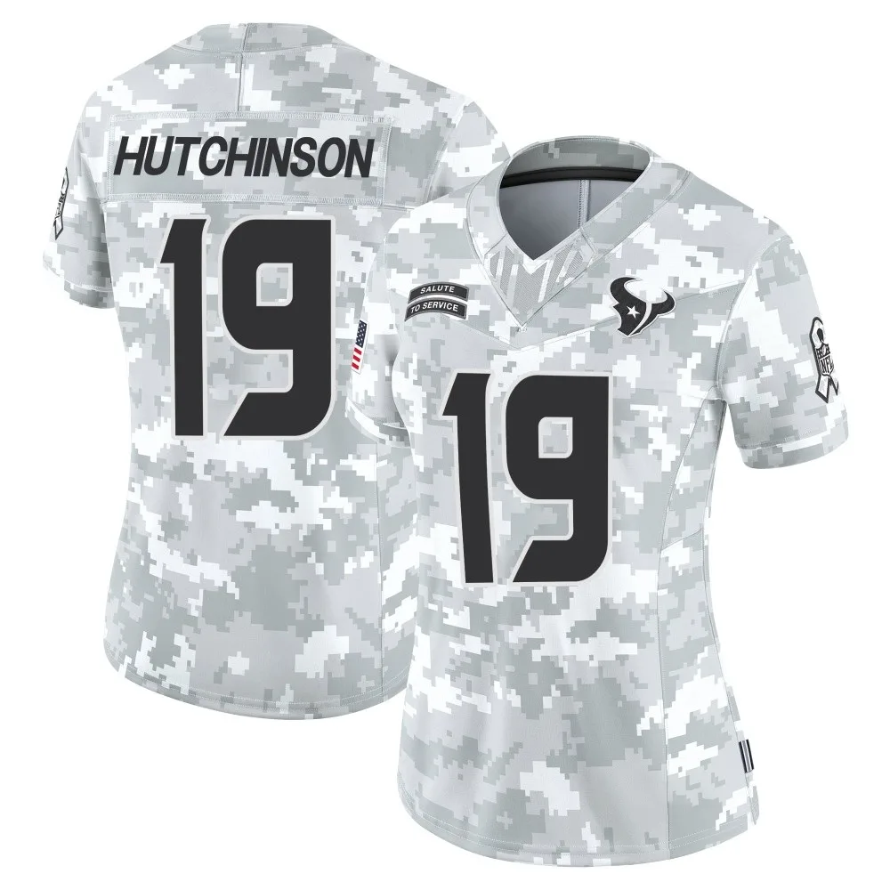 Women's Houston Texans Xavier Hutchinson Nike 2024 Salute to Service Limited Arctic Camo Jersey Women's Houston Texans Xavier Hutchinson Nike 2024 Salute to Service Limited Arctic Camo Jersey