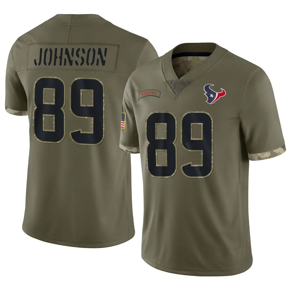 Men's Houston Texans Xavier Johnson Nike 2022 Salute To Service Limited Olive Jersey Men's Houston Texans Xavier Johnson Nike 2022 Salute To Service Limited Olive Jersey